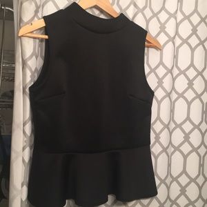 Black Peplum Sleeveless Scuba Top